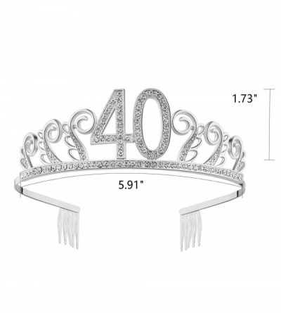 Headbands Birthday Rhinestone Princess Silver 21st - Silver-40th - CW182H5Z9IS $12.23