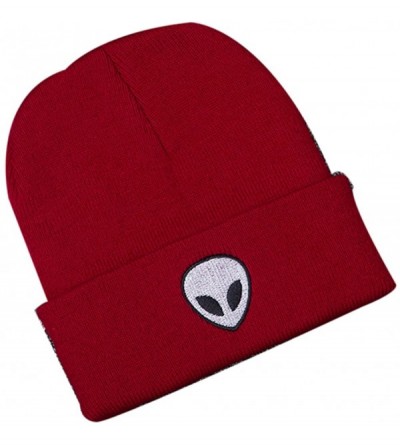 Skullies & Beanies Women's Winter Wool Cap Hip hop Knitting Skull hat - Alien Red - CT12OBBP5EM $10.65