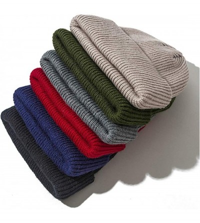 Visors Trendy Warm Chunky Soft Stretch Cable Knit Cuff Beanie Hat for Women Men - Grey - CO18YHCCSSU $10.25