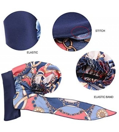 Skullies & Beanies Women Vintage Silky Turbans Bonnet Elastic Wide Band Multifunction Printing Hat Chemo Hair Loss Cap - D-pi...