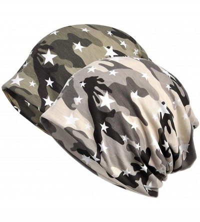 Skullies & Beanies Womens Baggy Slouchy Beanie Chemo Hat Infinity Scarf Head Wrap Cap - Green&grey Mi - CX197SGM06M $25.49