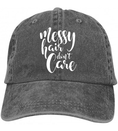 Baseball Caps Messy Hair Don't Care Unisex Vintage Adjustable Cotton Baseball Cap Denim Dad Hat Cowboy Hat - Charcoal - CN18I...