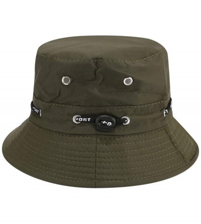 Bucket Hats Eyelets Bucket Hat Packable Strap Outdoor Sun Protection Hat - Green - CT18XL3KR4Z $21.26
