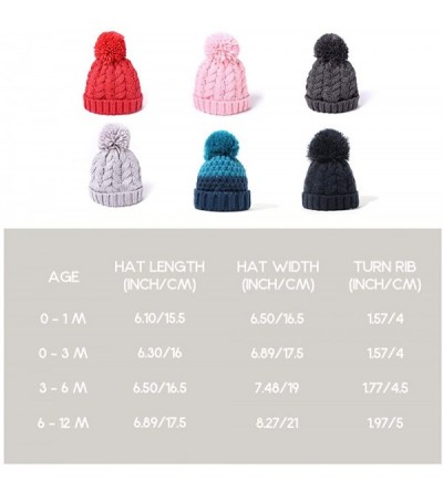 Skullies & Beanies Baby Unisex Boy Girl Cable Knit Chunky Pom Fleece Lining Beanie Hat - Blue - CZ194QRGWR8 $12.45