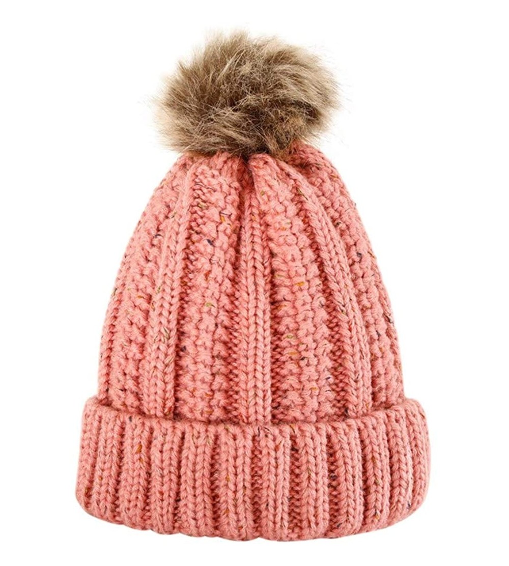 Skullies & Beanies Womens Winter Beanie Hat- Warm Cuff Cable Knitted Soft Ski Cap with Pom Pom for Girls - K - CP18ADUED2O $1...
