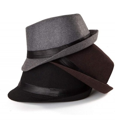 Fedoras Mens Fedora Hats for Men - Fedora Hat Panama Hat Straw Hat Trilby Hat Summer Hat (Pack of 3) - Grey-brown-black - CL1...