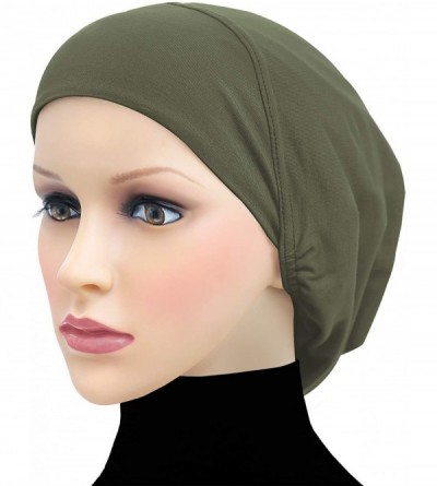 Skullies & Beanies Cotton Beanie Snood Large Hijab Chemo Cap - Khaki Green - CP18RMHEAXL $11.54