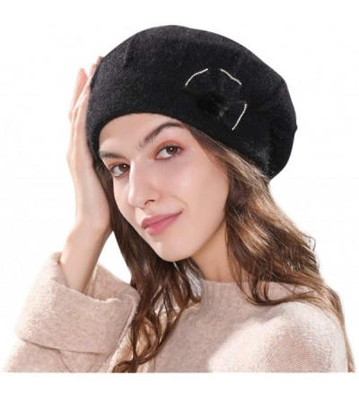 Berets Winter Beret Cap Womens Flower Knit Crochet Beanie Hat Winter Warm Cap - ❤️b - CV187CGT87X $10.46