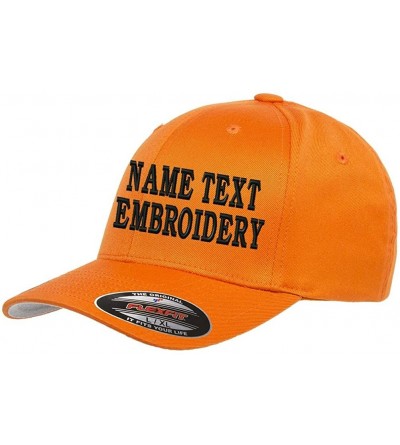 Baseball Caps Custom Embroidery Hat Flexfit 6277 Personalized Text Embroidered Fitted Size Cap - Orange - CJ180ULTSG3 $25.29