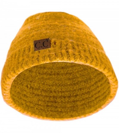 Skullies & Beanies Unisex Solid Color Warm Boucle Knit Skull Cap Cuff Beanie - Mustard - CH18YZIX2M4 $10.42