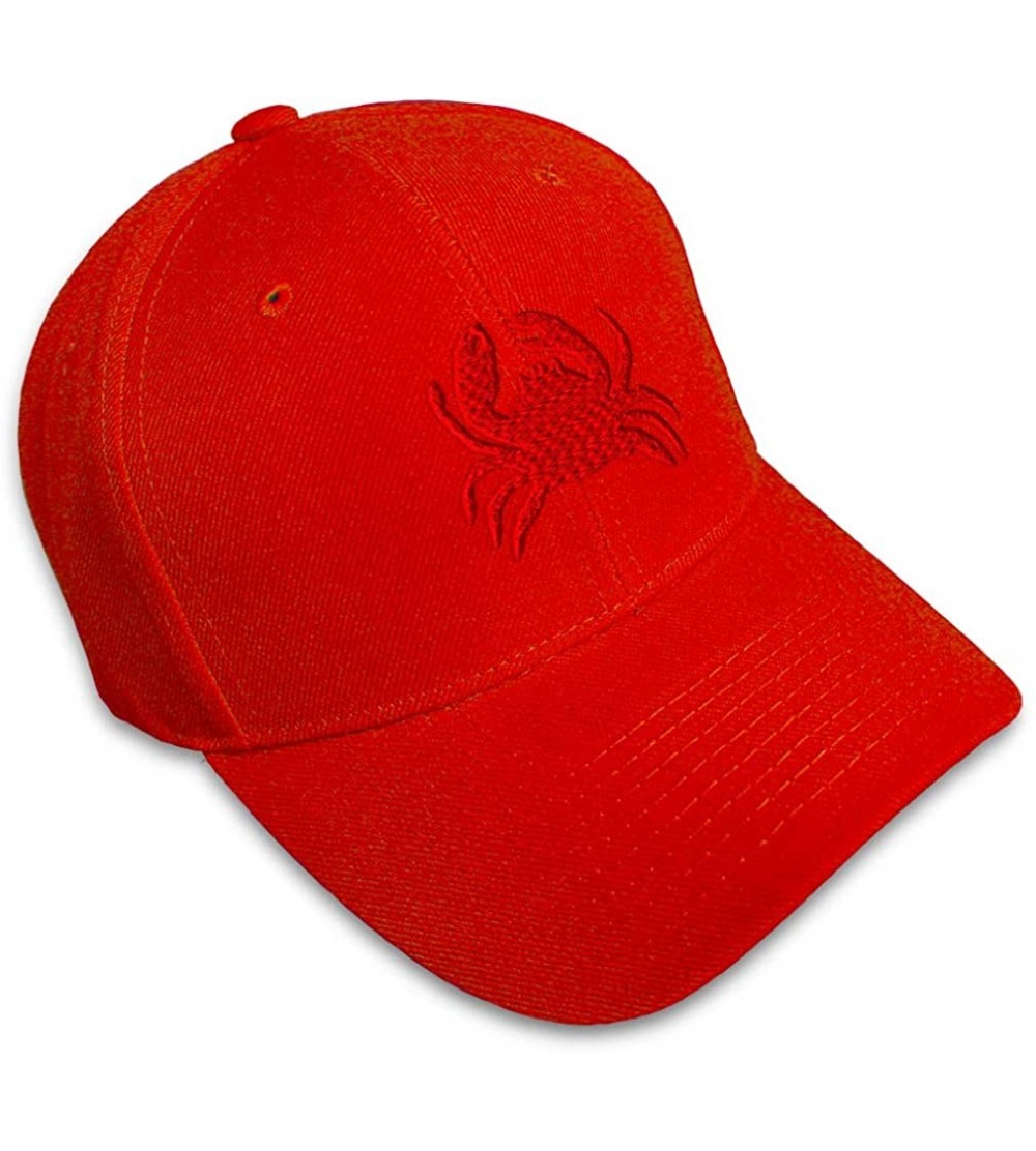 Baseball Caps Custom Baseball Cap Crab Style C Embroidery Acrylic Dad Hats for Men & Women - Red - C418SEAHH6G $12.95