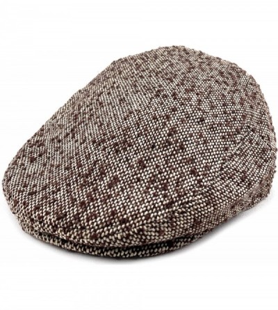 Newsboy Caps Classic Men's Flat Hat Wool Newsboy Herringbone Tweed Driving Cap - Brown Tweed-nh - CN1944895NE $17.47