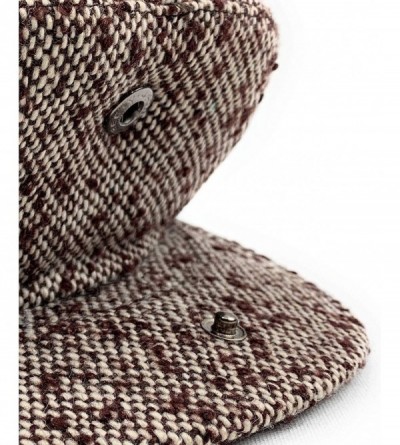 Newsboy Caps Classic Men's Flat Hat Wool Newsboy Herringbone Tweed Driving Cap - Brown Tweed-nh - CN1944895NE $17.47