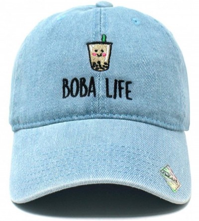 Baseball Caps Boba Life Baseball Cap Embroidered Dad Hat Quality Headgear - Light Denim - CZ18U3LUYHM $10.05