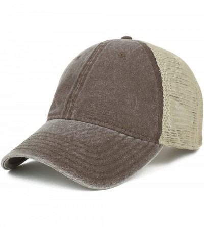 Baseball Caps Oversize XXL Unstructured Washed Pigment Dyed Trucker Mesh Cap - Brown - C318LNH9XIN $17.64