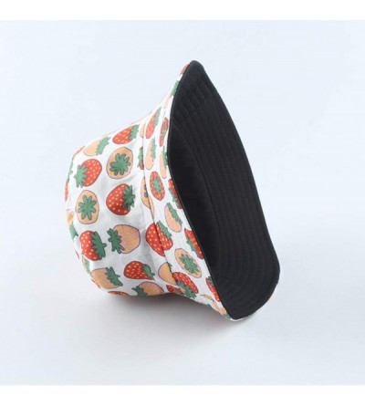Bucket Hats Fashion Fruit Bucket Hat for Women Trendy Strawberry Painted Foldable Summer Cotton Fisherman Sun Caps - CD1993MA...