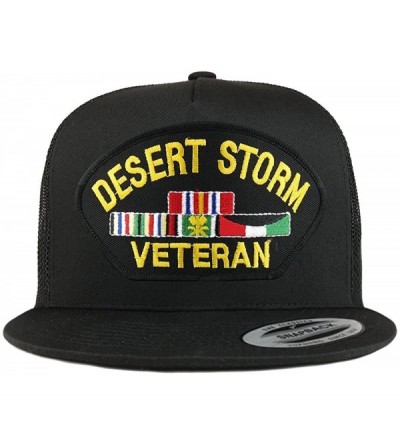 Baseball Caps 5 Panel Desert Storm Veteran Embroidered Patch Flatbill Mesh Snapback - Black - CI189OKHXIU $20.93