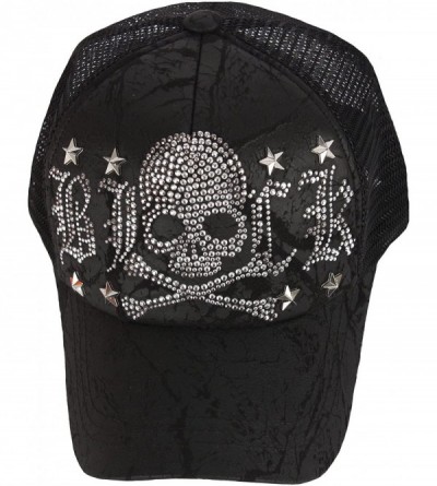 Baseball Caps Black Gold Silver Cubic Stud Metal Skull Club Punk Mesh Hat Trucker Ball Cap - S.star-silver - CA1833RZDTA $17.24