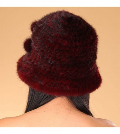 Bucket Hats Women's Mink Fur Floppy Hats Multicolor - Burgundy - C111MB72ZK5 $53.28