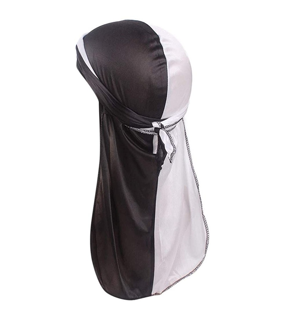 Skullies & Beanies Unisex Men Women's Fashion Velvet Bandana Hat Durag Rag Tail Headwrap Headwear - Black 1 - CG18TGCAKQ4 $9.72