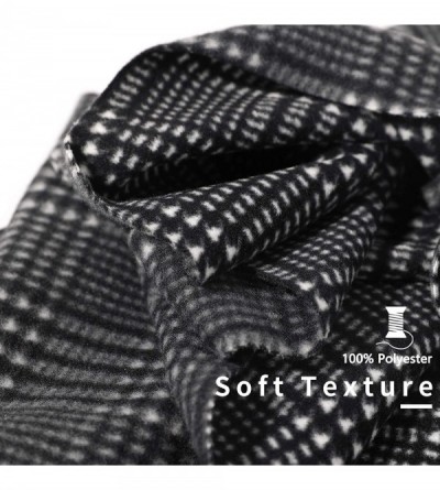 Skullies & Beanies Women Winter Fleece Beanie Gloves Scarf Set - Black Herringbone - CX18A2Y7M9M $14.34