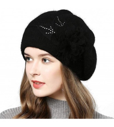 Berets Winter Black Berets for Women Knitted Beanies Warmer Hats - Black-2 - C518AYDKCY6 $8.74