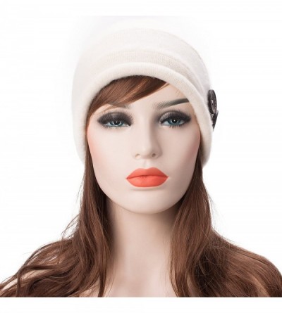 Bucket Hats New Womens 100% Wool Slouchy Wrinkle Button Winter Bucket Cloche Hat T178 - White - CN185NCODMD $9.19