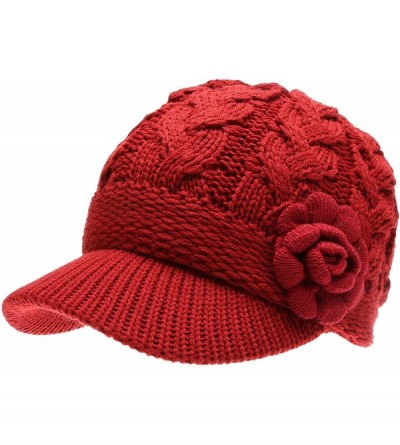 Skullies & Beanies Women's Knitted Newsboy Hat Double Layer Visor Beanie Cap with Soft Warm Fleece Lining - CM18YW8EZ3D $12.36