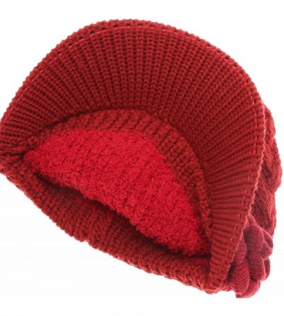 Skullies & Beanies Women's Knitted Newsboy Hat Double Layer Visor Beanie Cap with Soft Warm Fleece Lining - CM18YW8EZ3D $12.36