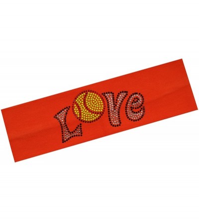 Headbands Softball Team Gift Love Softball Rhinestone Cotton Stretch Headband for Girls Teens and Adults - Orange - CK11TL64Y...