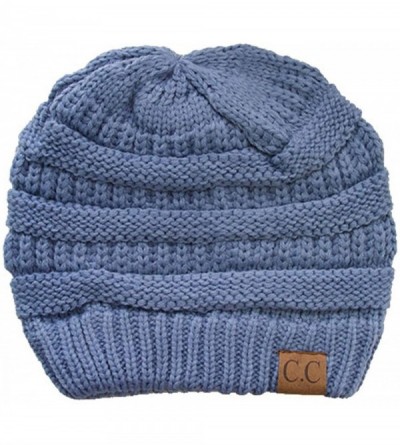 Skullies & Beanies Trendy Warm Chunky Soft Stretch Cable Knit Beanie Skull Cap Hat - Denim - C8185R4CSWO $8.31