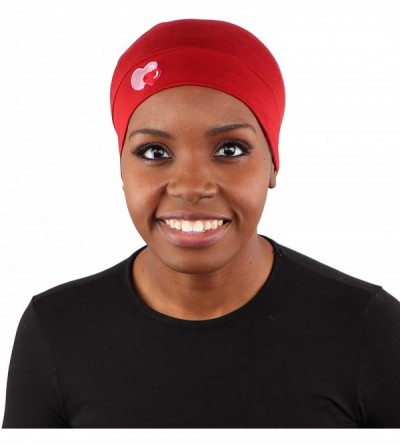 Skullies & Beanies Womens Soft Sleep Cap Comfy Cancer Hat with Hearts Applique - Rust - CW189SUEDNZ $17.54