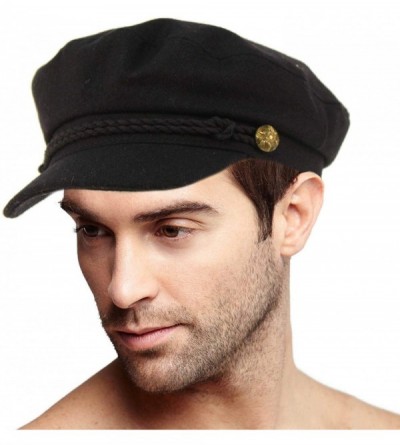 Newsboy Caps Men's 100% Soft Wool Greek Fisherman Sailor Fiddler Driver Hat Flat Cap - Solid Navy - CH18LKI375U $14.92