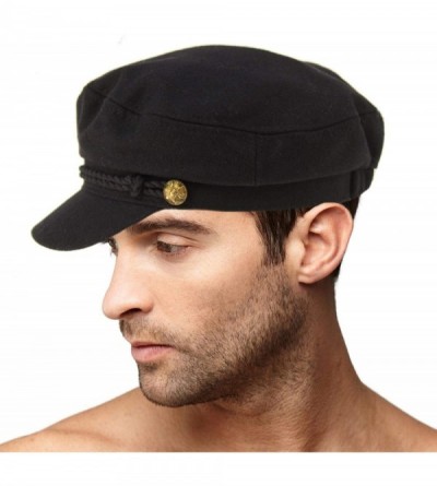 Newsboy Caps Men's 100% Soft Wool Greek Fisherman Sailor Fiddler Driver Hat Flat Cap - Solid Navy - CH18LKI375U $14.92