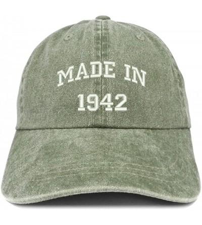 Baseball Caps Made in 1942 Text Embroidered 78th Birthday Washed Cap - Olive - CW18C7G9QHD $13.58