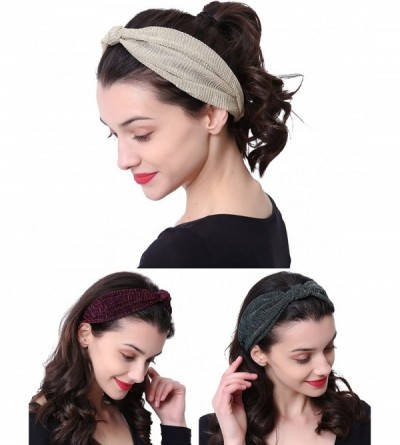 Headbands 3 Pack Fashion Headband for women Adjustable Stretchy Boho Criss Cross Vintage Hairband - White - CE18C34DR87 $9.13