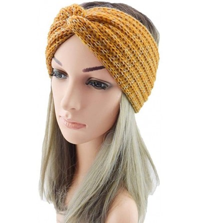 Cold Weather Headbands Women Knitted Hairband Crochet Twist Ear Warmer Winter Braided Head Wraps - Yellow - CI1932LYM7C $10.57