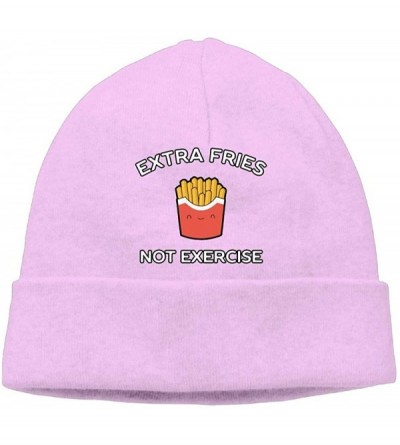 Skullies & Beanies Funny French Fries Pun Men & Women Baggy Cycling Beanie Hat - Pink - CS18I6L4KAY $19.31