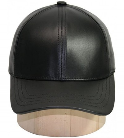 Baseball Caps Genuine Cowhide Leather Adjustable Baseball Cap Made in USA - Black/Gold - CD1839DLOUG $22.85