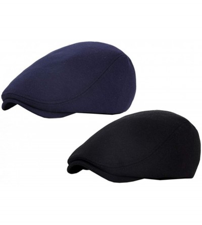 Newsboy Caps Beret Hat France Cotton Flat Cap Gatsby Newsboy Ivy Irish Hats Cabbie Driving - Navy+black - CF18Q6DUXMU $16.24