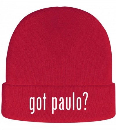 Skullies & Beanies got Paulo? - Soft Adult Beanie Cap - Red - C418AXKNZZE $15.48