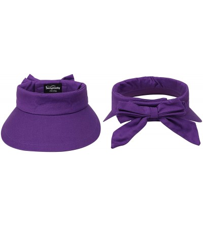 Visors Women's SPF 50+ UV Protection Wide Brim Beach Sun Visor Hat - Purple - C112J70RQG1 $11.02