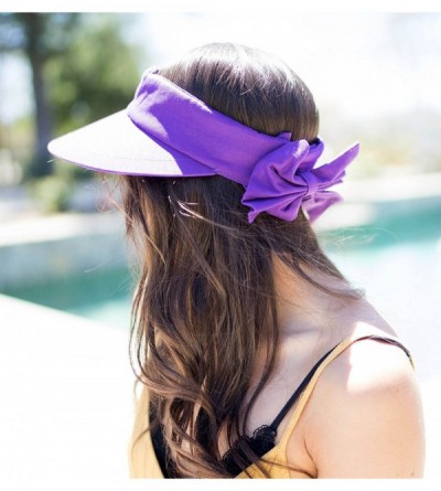 Visors Women's SPF 50+ UV Protection Wide Brim Beach Sun Visor Hat - Purple - C112J70RQG1 $11.02