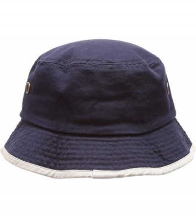 Bucket Hats Summer Adventure Foldable 100% Cotton Stone-Washed Bucket hat with Trim. - Navy-putty - CW1825RQD48 $11.75