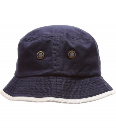 Bucket Hats Summer Adventure Foldable 100% Cotton Stone-Washed Bucket hat with Trim. - Navy-putty - CW1825RQD48 $11.75