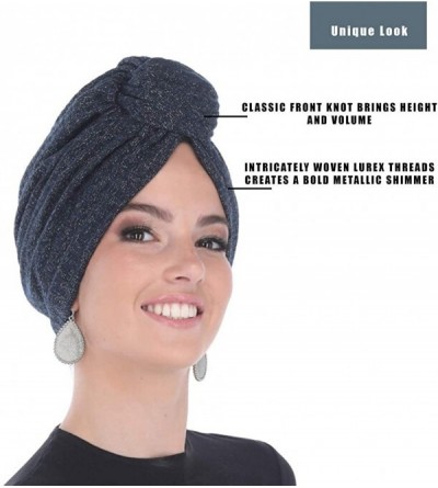 Headbands Turban Headwraps for Women with African Knot & Woven Lurex Thread for Extra Glimmer and Comfort for Cancer - C0193T...