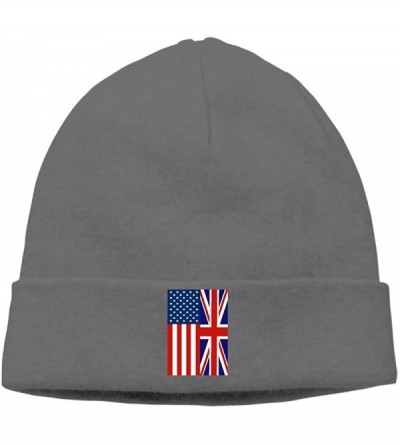 Skullies & Beanies Soft Knit Cap for Mens and Womens- British American Flag Stocking Cap - Deepheather - CD18K5WWHOI $25.46