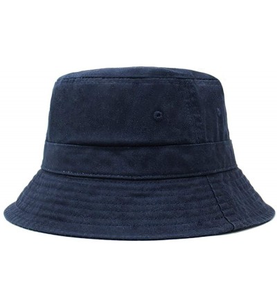 Bucket Hats Cotton Bucket Hats Unisex Wide Brim Outdoor Summer Cap Hiking Beach Sports - Navy1 - C518HEWM80L $21.12
