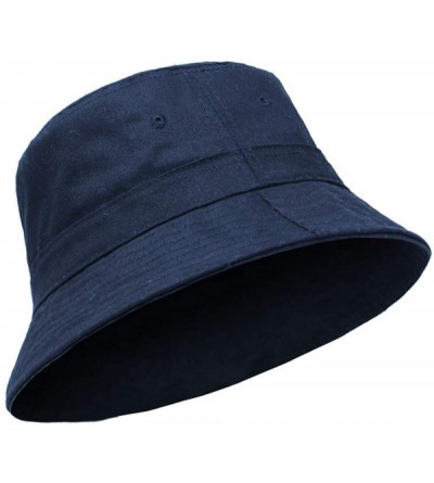 Bucket Hats Cotton Bucket Hats Unisex Wide Brim Outdoor Summer Cap Hiking Beach Sports - Navy1 - C518HEWM80L $8.24
