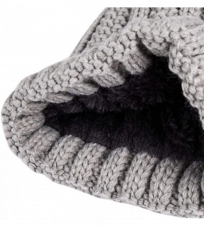 Skullies & Beanies Womens Winter Thick Cable Knit Beanie Faux Fur Pom Hat Fleece Lined Skull Cap - 8 - CR18LSTSCEY $11.06